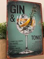 Metalen reclamebord Gin en Tonic, Ophalen of Verzenden, Nieuw, Reclamebord