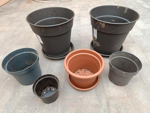 Pakket van 7 plastic bloempotten - ook apart beschikbaar, Tuin en Terras, Bloempotten, Zo goed als nieuw, Kunststof, Binnen, Balkon