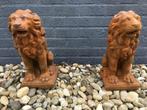 Set zittende leeuwen, vol steen oxid, super mooi!!, Tuin en Terras, Tuinbeelden, Ophalen of Verzenden, Steen, Dierenbeeld