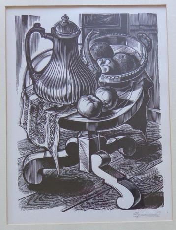 GERARD GAUDAEN / STILLEVEN / ZW-W HOUTSNEDE / 45x35cm KADER beschikbaar voor biedingen
