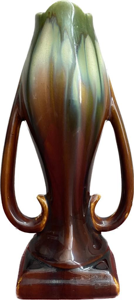 ART DECO - Vase « Drip Glaze » Vert/Marron, Antiquités & Art, Antiquités | Céramique & Poterie, Enlèvement ou Envoi