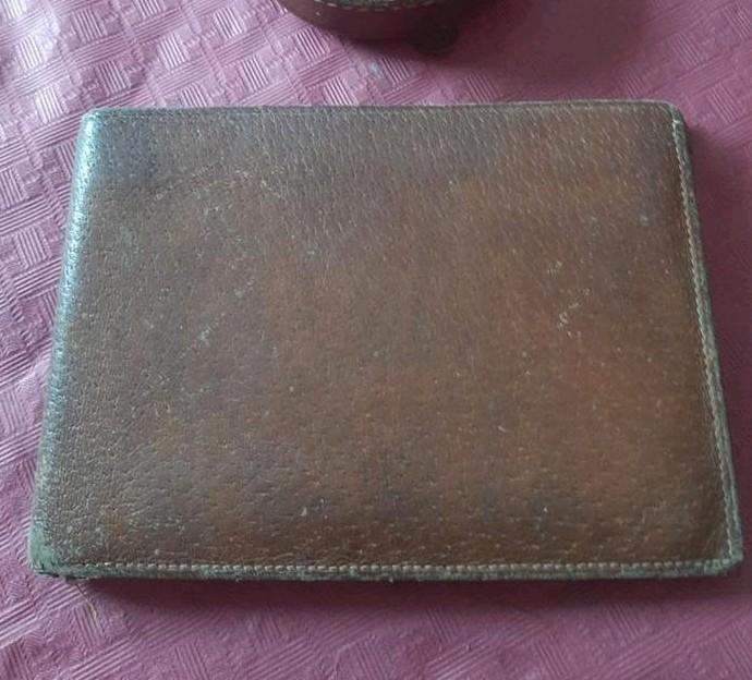 Oude vintage echte lederen heren portefeuille, retro, Handtassen en Accessoires, Portemonnees, Bruin, Leder, Ophalen of Verzenden