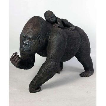 Statue gorille femelle avec bébé - Largeur 123 cm