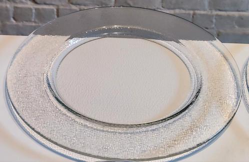 4 GLAZEN TRANSPARANT ONDERBORDEN, Huis en Inrichting, Keuken | Servies, Zo goed als nieuw, Bord(en), Overige stijlen, Glas, Ophalen