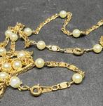 Collier de perles avec bracelet assorti - Or 18 carats, Bijoux, Sacs & Beauté, Colliers, Comme neuf, Or, Enlèvement ou Envoi, Or