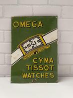 Omega Cyma Tissot Watches Enamel Sign, Collections, Enlèvement, Utilisé, Panneau publicitaire