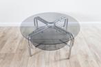 Smoked glass & chroom Space Age salontafel – jaren '70, Huis en Inrichting, Tafels | Salontafels, Ophalen, 50 tot 100 cm, Rond