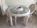 Italiaanse design Rotan tafel met stoelen, Huis en Inrichting, Ophalen, Rond, Tot twee personen, Zo goed als nieuw
