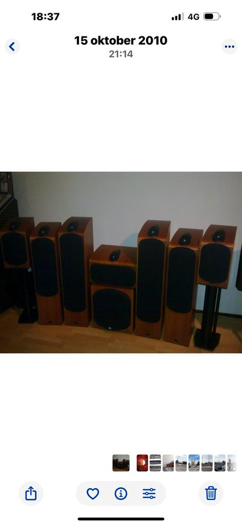 B&W boxen 703, 704,705+front+ subwoofer + Denon versterker, Audio, Tv en Foto, Luidsprekerboxen, Gebruikt, Complete surroundset