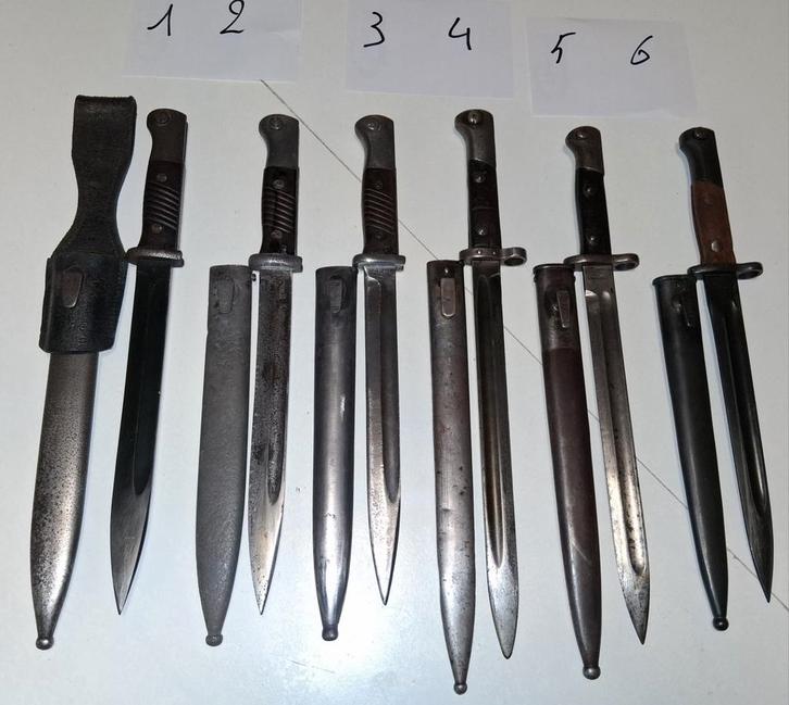 6 Mauser K98 Wehrmacht bajonetten WO2, Verzamelen, Militaria | Tweede Wereldoorlog, Landmacht, Mes of Dolk, Ophalen of Verzenden