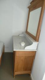 Eiken kast met marmerblad en spiegel, Huis en Inrichting, Ophalen, Gebruikt, 100 tot 150 cm, Eikenhout
