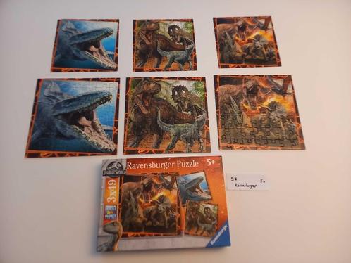 3 puzzels 49 stukjes Jurassic world 5+ dinosaurus, Kinderen en Baby's, Speelgoed | Kinderpuzzels, Zo goed als nieuw, 4 tot 6 jaar