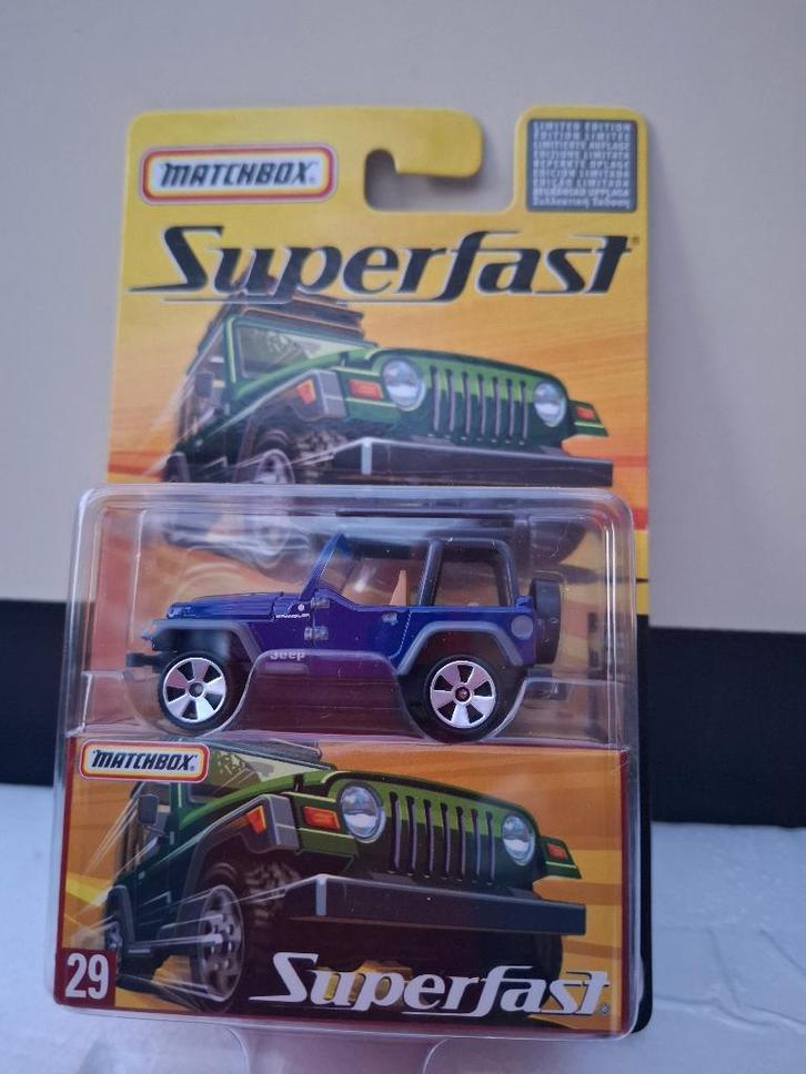 Matchbox #29 Jeep Wrangler Superfast Mint blauw, Verzamelen, Speelgoed, Zo goed als nieuw, Ophalen of Verzenden