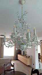 luster, wit metaal en glas, Huis en Inrichting, Ophalen, Zo goed als nieuw, Glas, Klassiek, romantisch