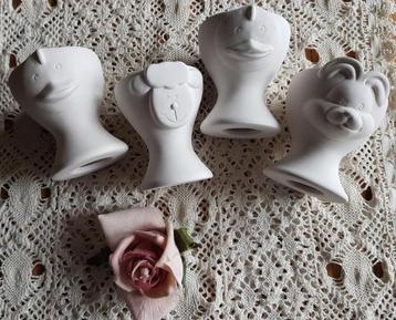 4 Ongeglazuurde PAAS eierdopjes, dieren,  om te beschilderen beschikbaar voor biedingen