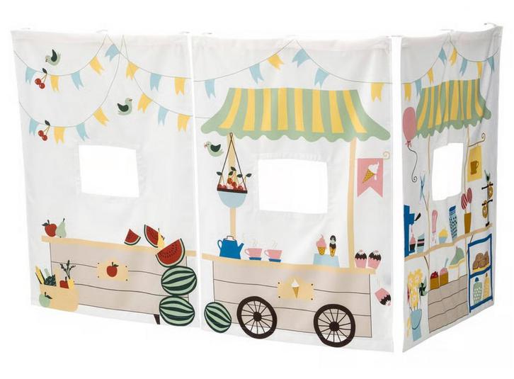 KURA Bedgordijn, marktkraampatroon, Kinderen en Baby's, Kinderkamer | Stapelbedden en Hoogslapers, Zo goed als nieuw, Ophalen