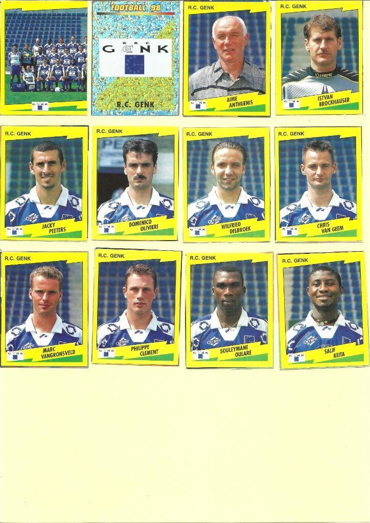 Panini Football 98 - KRC Genk - recup, Hobby en Vrije tijd, Stickers en Plaatjes, Gebruikt, Meerdere stickers, Ophalen of Verzenden