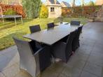 Tuintafel met natuurstenen tafelblad+ 6 wicker tuistoelen, Ophalen, Wicker