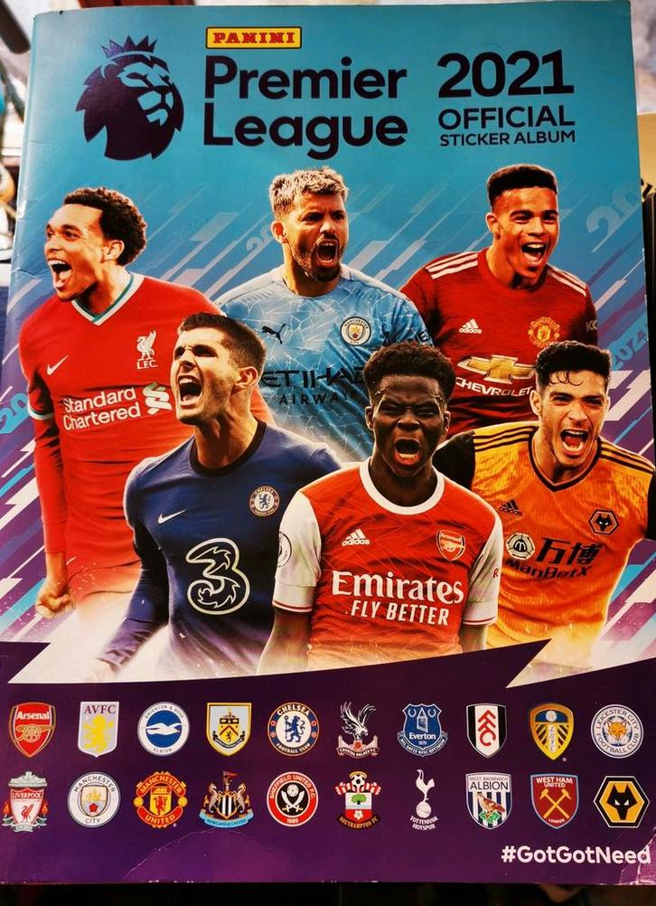 Panini Premier League 2021 officieel album deels ingeplakt, Hobby en Vrije tijd, Stickers en Plaatjes, Zo goed als nieuw, Sticker
