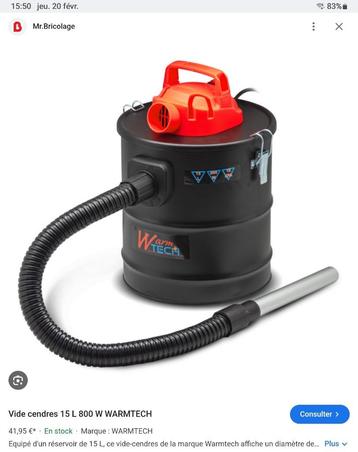 Aspirateur cendres feux ouvert beschikbaar voor biedingen