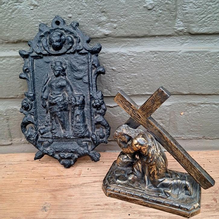 Mooie set van 2 oude,religieuze devotie objecten, Antiek en Kunst, Antiek | Religieuze voorwerpen, Ophalen of Verzenden