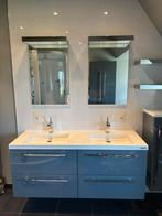 Salle de bain double vasque, armoires à colonnes et douche, Enlèvement, Comme neuf, Avec douche