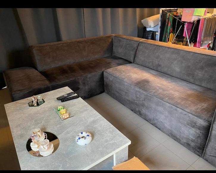 Velvet hoeksalon antraciet, Huis en Inrichting, Zetels | Complete zithoeken, Ophalen