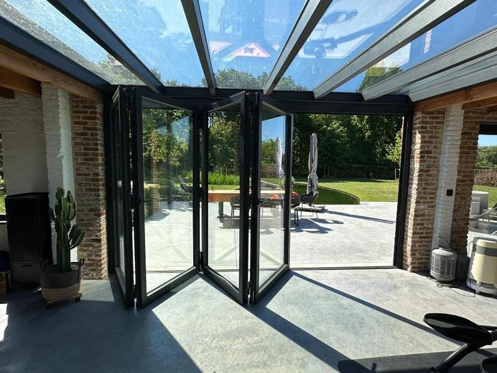 Reynaerts harmonicaramen, ramen en glazen dak, Doe-het-zelf en Bouw, Glas en Ramen, Zo goed als nieuw, Overige typen, 160 cm of meer