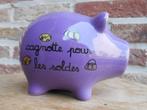 Tirelire "cochon" mauve, Ophalen, Zo goed als nieuw, Steen, Aardewerk of Keramiek, Dier