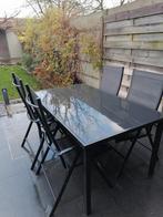 Tuinset, tafel en 4 stoelen, Tuin en Terras, Ophalen, Zo goed als nieuw, Rechthoekig, Metaal