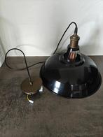 Metalen zwarte ronde hanglamp + lamp, Metaal, Zo goed als nieuw, Ophalen