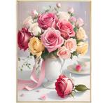 Vase Diamond Painting avec roses 40x30cm (rond), Envoi, Neuf, Bricolage