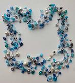 Prachtige handgemaakte ketting met kristallen en parels. (gé, Ophalen of Verzenden