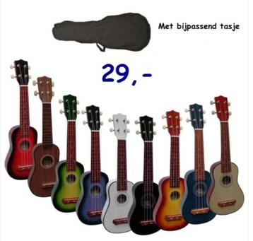 Nieuwe ukulele sopraanukelele met tasje (vele kleuren) beschikbaar voor biedingen