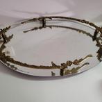 Spiegel dienblad met koperen handvaten, Ophalen of Verzenden