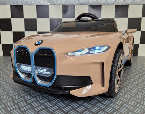 Kinderauto BMW i4 - soft start - leren zit- rubber banden-RC, Kinderen en Baby's, Speelgoed |Speelgoedvoertuigen, Nieuw, Afstandsbediening