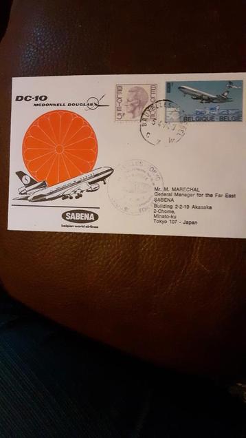 timbre belge enveloppe 1er jour sabena dc10 douglas 1974 beschikbaar voor biedingen