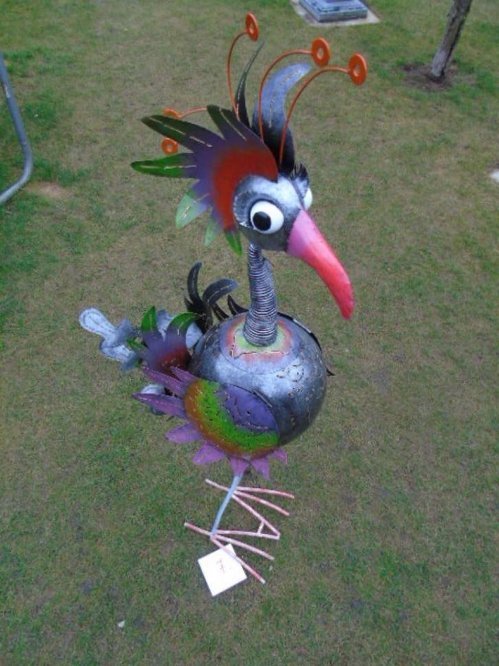 grote vogel met grijze veerkop, ruime keuze aan modellen!, Tuin en Terras, Tuinbeelden, Nieuw, Dierenbeeld, Metaal, Ophalen