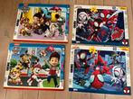 4 kartonnen puzzels paw patrol en spidey, Ophalen, Zo goed als nieuw