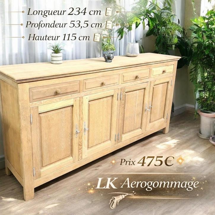 MAGNIFIQUE BAHUT EN CHÊNE Aérogommé, Maison & Meubles, Armoires | Dressoirs, Comme neuf, Chêne, Enlèvement