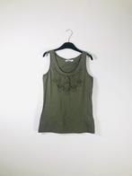 Olijfgroene katoenen tanktop met broderie (maat XS/S) NIEUW, Bonprix, Nieuw, Ophalen of Verzenden, Groen