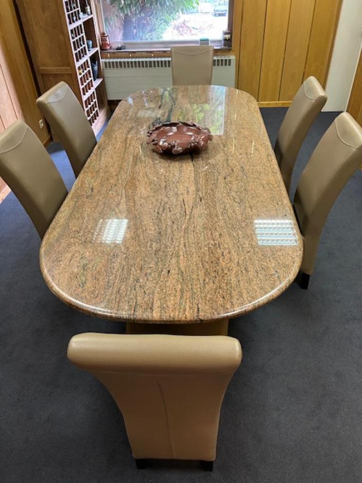 (VERGADER)TAFEL IN GRANIET, Huis en Inrichting, Tafels | Eettafels, Zo goed als nieuw, 100 tot 150 cm, 200 cm of meer, Vijf personen of meer
