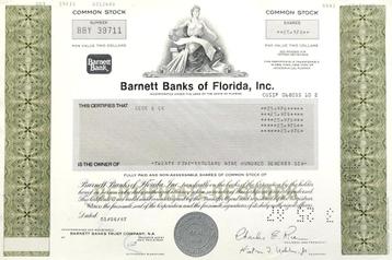 Barnett Banks of Florida 1987 beschikbaar voor biedingen