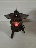 Oude  Japanse Pagode theelichthouder  in smeedijzer, Antiek en Kunst, Curiosa en Brocante, Ophalen of Verzenden