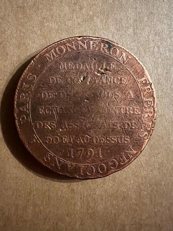 Frankrijk medaille van 1791 beschikbaar voor biedingen