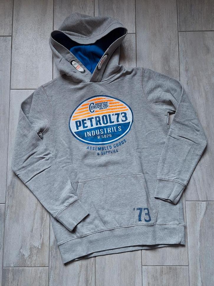 ★ M164 - Trui met kap Petrol, Kinderen en Baby's, Kinderkleding | Maat 164, Gebruikt, Jongen, Trui of Vest, Ophalen of Verzenden