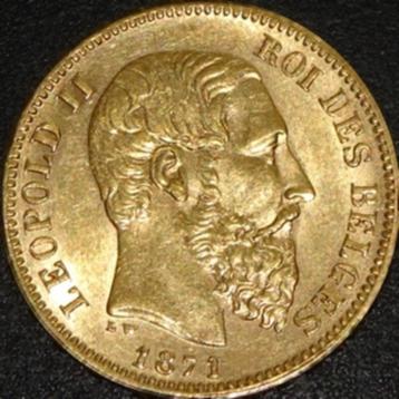 Goud - België - 20 Francs - Leopold II – 1871 beschikbaar voor biedingen