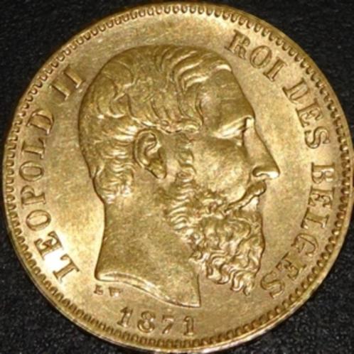 Goud - België - 20 Francs - Leopold II – 1871, Postzegels en Munten, Munten | België, Losse munt, Goud, Goud, Verzenden