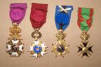 4 medailles: Leopold, Leopold II, Crown..., Verzamelen, Ophalen of Verzenden, Landmacht, Lintje, Medaille of Wings