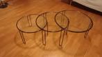 Ronde salontafeltjes (3), Huis en Inrichting, Tafels | Salontafels, Ophalen, Zo goed als nieuw, Glas